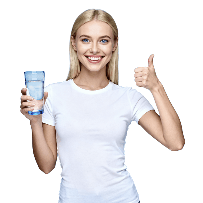 Woman with glass of water