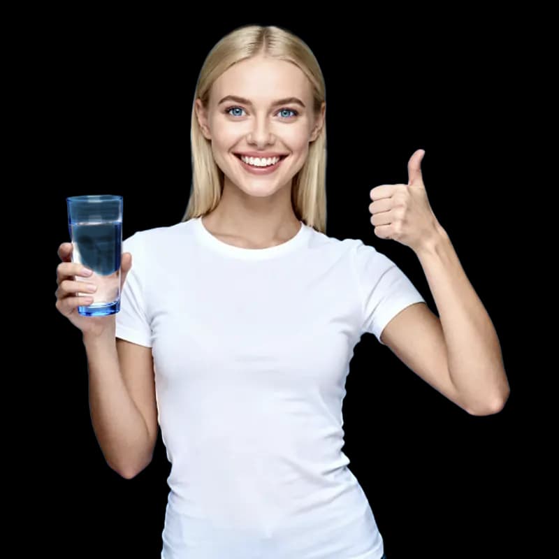 Woman with glass of water