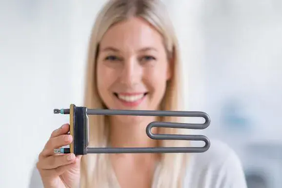 Clean and shiny washing machine heating element (After SoluCalc)
